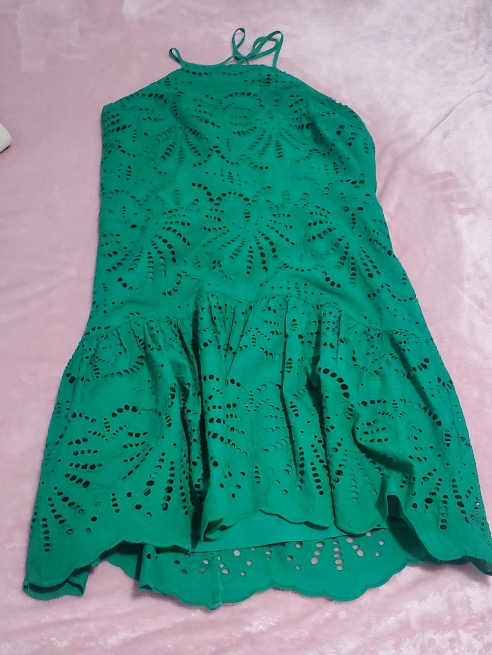 Green Eyelet Halter Dress